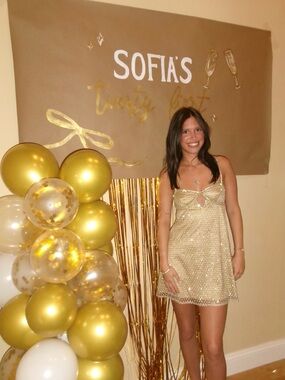 For Love & Lemons Gold Sequin Mini Dress